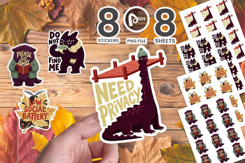 Sticker Cozy Introvert Autumn Cryptid Art SVG artnoy 
