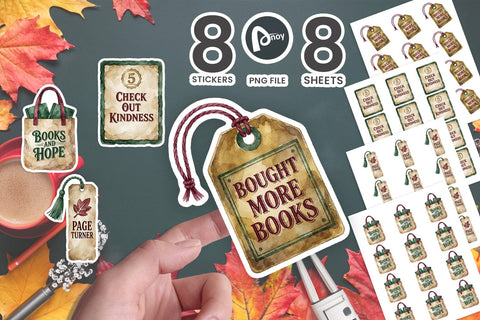 Sticker Cozy Library Week Book Cart Art SVG artnoy 