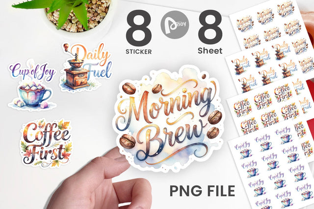 Sticker Cozy Morning Coffee Quotes Sublimation artnoy 