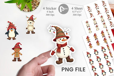 Sticker Cozy Raggedy Christmas Sublimation artnoy 