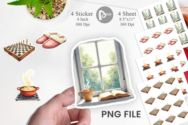 Sticker Cozy Rainy Day Sublimation artnoy 