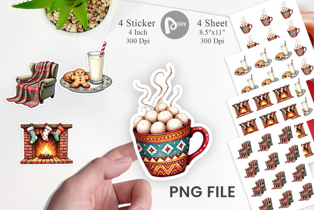 Sticker Cozy Retro Christmas Sublimation artnoy 