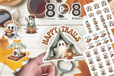 Sticker Cozy Smores Autumn Camp Ghosts SVG artnoy 