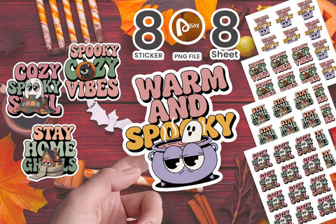 Sticker Cozy Spooky Introvert Halloween Sublimation artnoy 