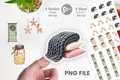Sticker Cozy Winter Home Decor Sublimation artnoy 