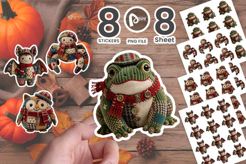 Sticker Crafty Patchwork Spooky Animal Dolls Sublimation artnoy 
