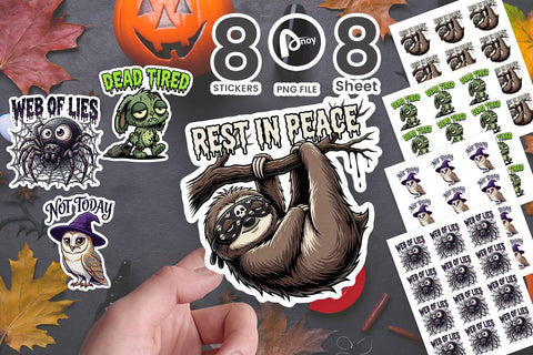 Sticker Creepy Exhausted Spooky Burnout Sublimation artnoy 