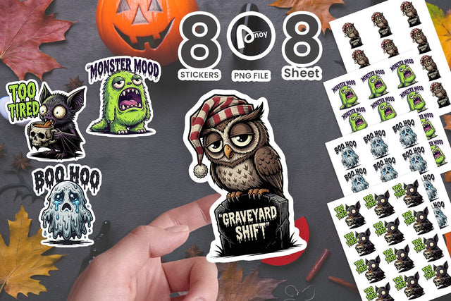Sticker Creepy Exhausted Spooky Burnout Sublimation artnoy 