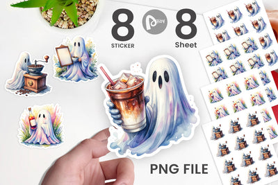 Sticker Cute Barista Coffee Ghost Sublimation artnoy 