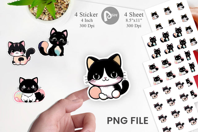 Sticker Cute Black Cat Sublimation artnoy 