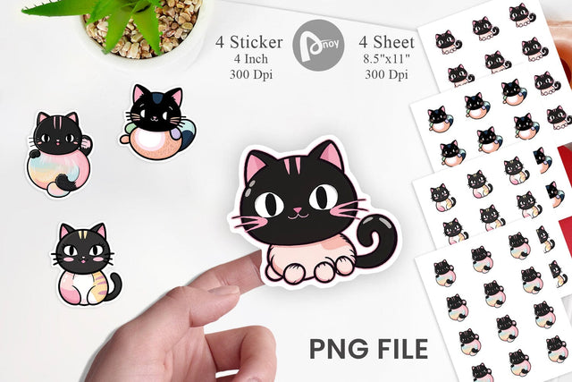 Sticker Cute Black Cat Sublimation artnoy 