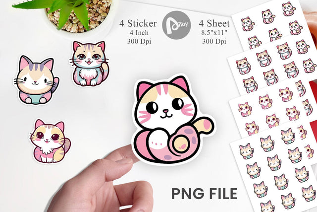 Sticker Cute Cat Pastel Sublimation artnoy 