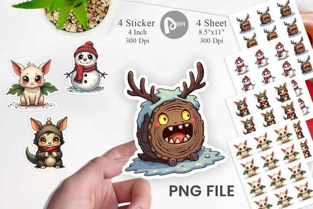 Sticker Cute Christmas Characters Sublimation artnoy 