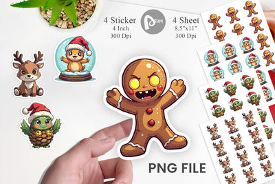 Sticker Cute Christmas Characters Sublimation artnoy 