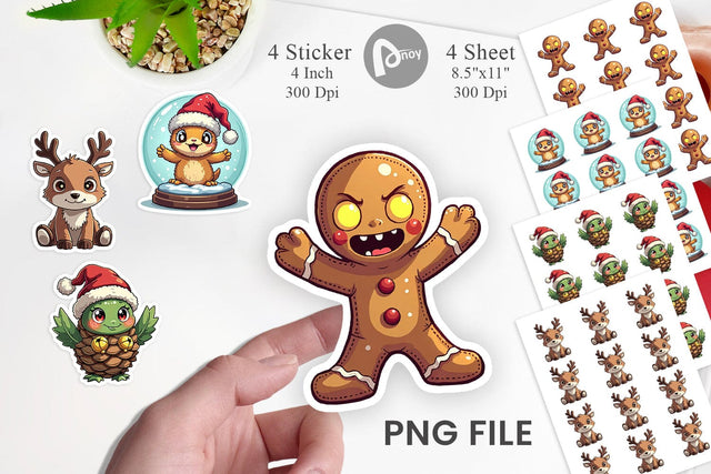 Sticker Cute Christmas Characters Sublimation artnoy 