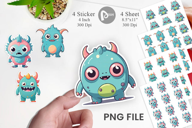Sticker Cute Classic Monster Sublimation artnoy 