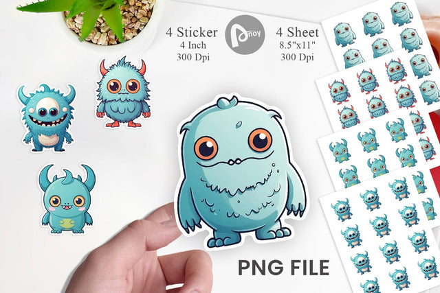 Sticker Cute Classic Monster Sublimation artnoy 