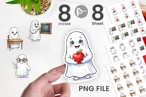 Sticker Cute Classroom Teacher Ghost Sublimation artnoy 