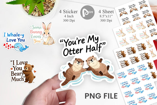 Sticker Cute Critter Valentine's Quotes Sublimation artnoy 