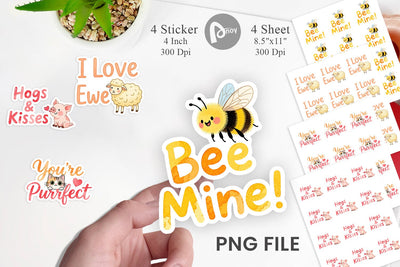 Sticker Cute Critter Valentine's Quotes Sublimation artnoy 