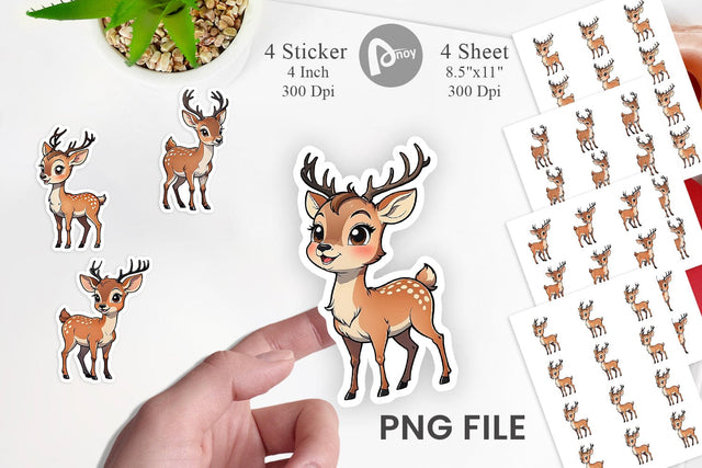 Sticker Cute Deer Sublimation artnoy 