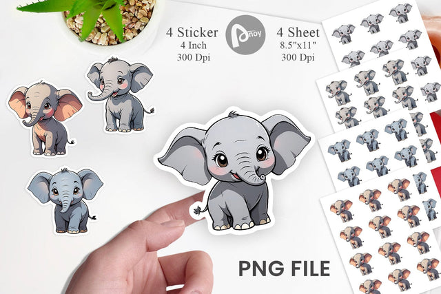 Sticker Cute Elephant Sublimation artnoy 