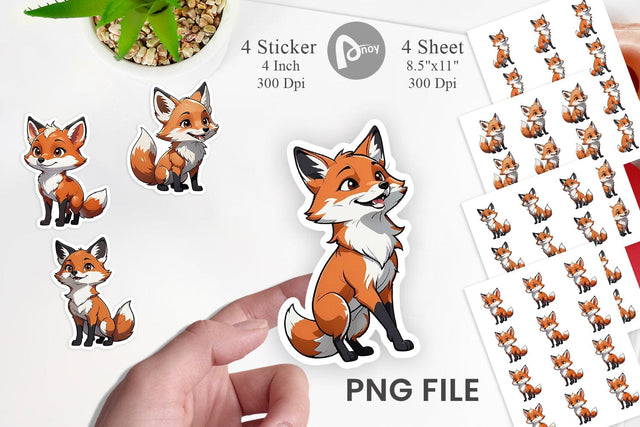 Sticker Cute Fox Sublimation artnoy 