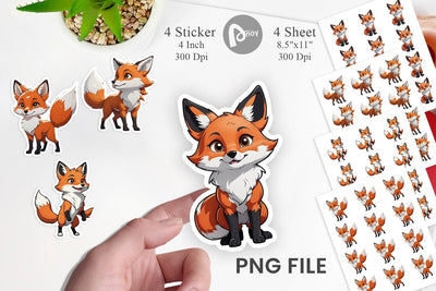 Sticker Cute Fox Sublimation artnoy 