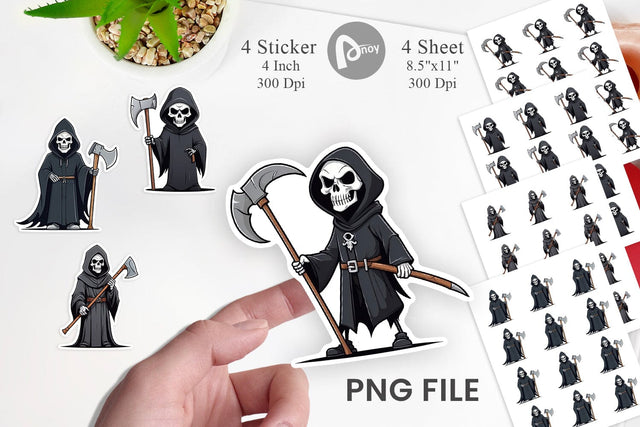 Sticker Cute grim reaper Sublimation artnoy 