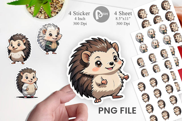 Sticker Cute Hedgehog Sublimation artnoy 