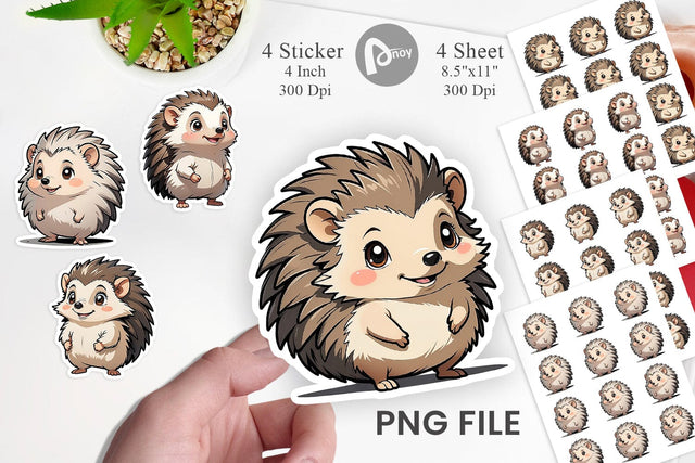 Sticker Cute Hedgehog Sublimation artnoy 