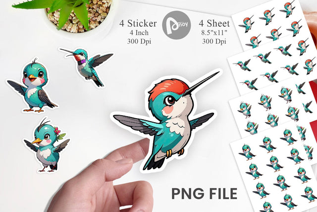 Sticker Cute Hummingbird Sublimation artnoy 