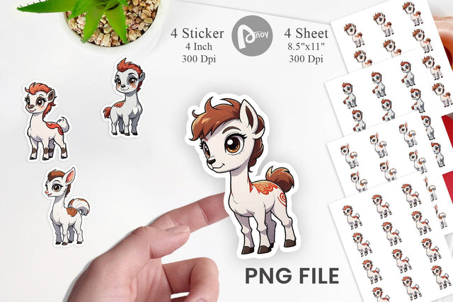 Sticker Cute Llama Sublimation artnoy 
