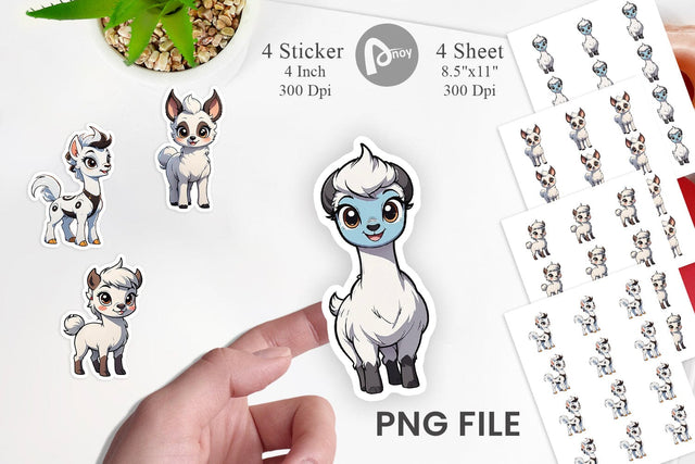 Sticker Cute Llama Sublimation artnoy 