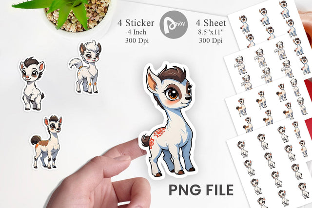 Sticker Cute Llama Sublimation artnoy 