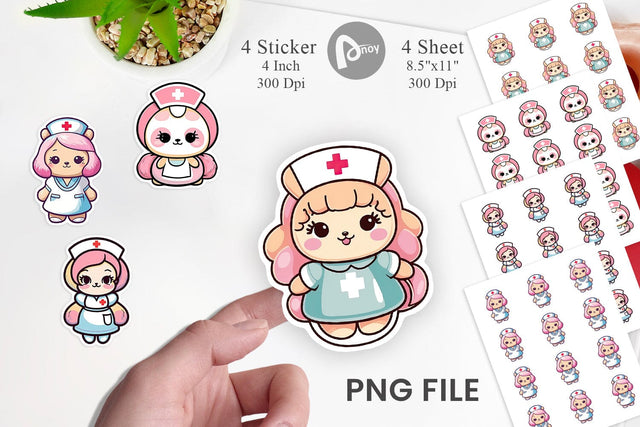 Sticker Cute Nurse Sublimation artnoy 
