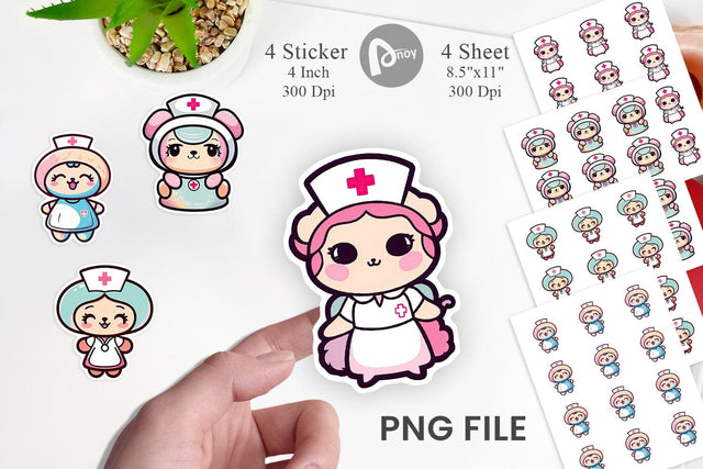 Sticker Cute Nurse Sublimation artnoy 
