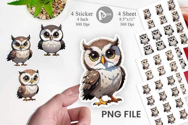 Sticker Cute Owl Sublimation artnoy 