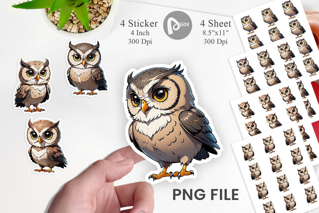 Sticker Cute Owl Sublimation artnoy 