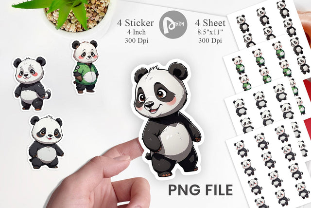 Sticker Cute Panda Sublimation artnoy 