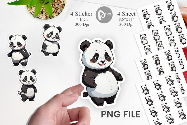 Sticker Cute Panda Sublimation artnoy 