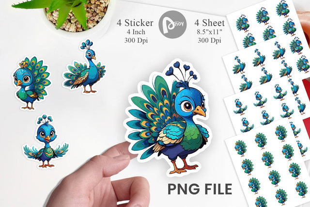 Sticker Cute Peacock Sublimation artnoy 