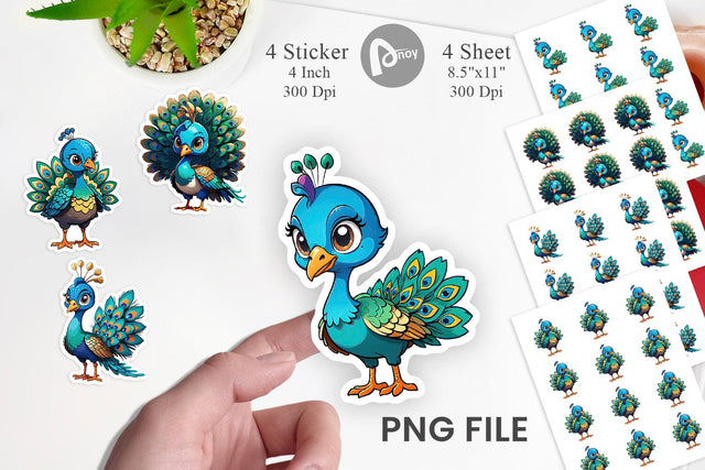 Sticker Cute Peacock Sublimation artnoy 