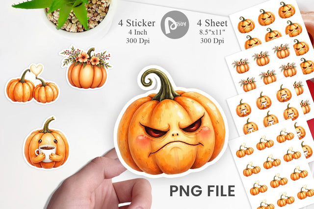 Sticker Cute Pumpkin Faces Sublimation artnoy 