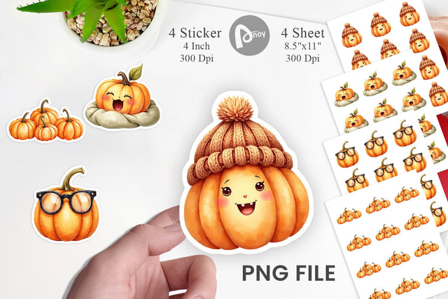 Sticker Cute Pumpkin Faces Sublimation artnoy 