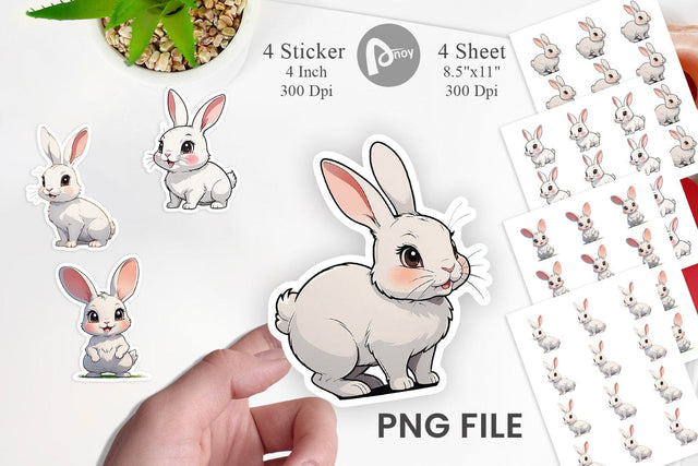 Sticker Cute Rabbit Sublimation artnoy 