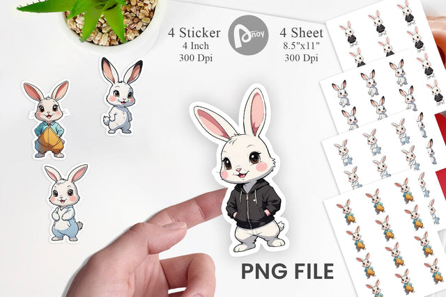 Sticker Cute Rabbit Sublimation artnoy 