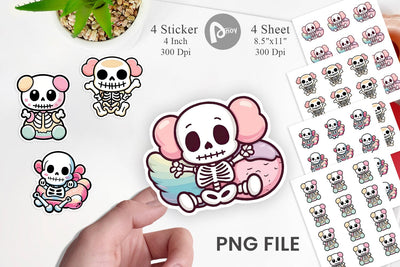 Sticker Cute Skeleton Sublimation artnoy 
