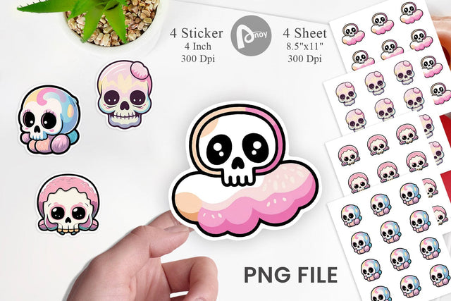 Sticker Cute Skull Sublimation artnoy 
