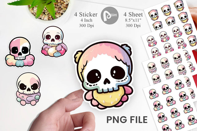 Sticker Cute Skull Sublimation artnoy 